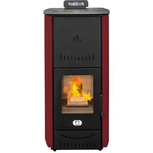 STUFE A PELLET ITALIA New York 24 Kw WiFi - Stufa a Pellet Idro Produce Calore e Acqua Calda Efficienza 89% Scalda 140m² Controllo Remoto WiFi Autonomia 22H Programmabile Garanzia 24 Mesi Rosso