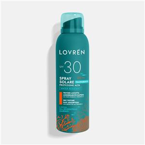 Clinicalfarma Lovren Spray Solare Trasparente SPF 30 - Protezione Alta Viso e Corpo, 150 ml
