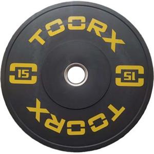 Toorx Disco Bumper Training Absolute 15 kg - Gomma Nera-Gialla, Foro Olimpionico 50 mm, Ideale per Crossfit