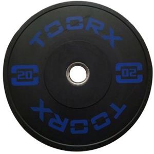Toorx Disco Bumper Training Absolute 20 kg - Gomma Nera-Blu, Foro Olimpionico 50 mm, Ideale per Crossfit
