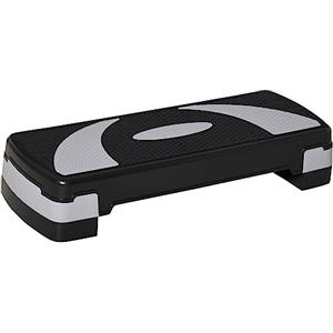 HOMCOM Step Fitness da Aerobica, Stepper Regolabile a 3 Altezze 10-15-20 cm per Allenamento a Casa e Palestra, Nero e Grigio