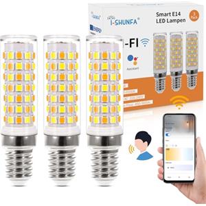 I-SHUNFA Lampadine intelligenti Alexa Wlan E14, lampadine a LED E14 dimmerabili, 6W 500Lm+2700-6500K, controllo app compatibile con Alexa/Google Home, controllo vocale (3er Pack)