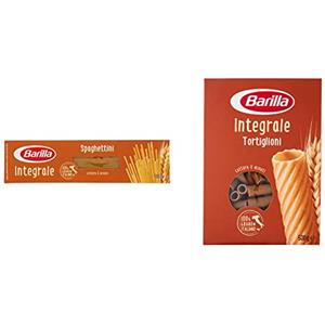 Barilla Pasta Spaghettini Integrali, Pasta Lunga di Semola Integrale di Grano Duro, Integrale, 500 g & Pasta Tortiglioni Integrali, Pasta Corta di Semola Integrale di Grano Duro, Integrale, 500 g