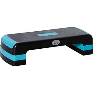 HOMCOM Stepper Aerobica Regolabile su 3 Altezze, Step Fitness in Plastica per Allenamento a Casa e Palestra, 78x28x10/15/20 cm, Nero e Blu