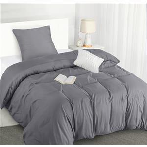 Utopia Bedding Copripiumino Singolo - Microfibra Copripiumino 140x200cm + Federa 65x65cm - Grigio