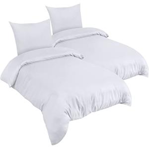 Utopia Bedding Copripiumino Una Piazza e Mezza - Microfibra Copripiumino 2 x 135x200cm + 2 x Federe 80x80cm - Bianco