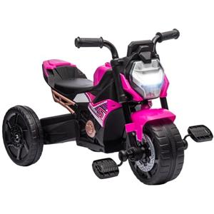 AIYAPLAY Triciclo per Bambini 18-36 Mesi Design 3 in 1 con Fari, Musica e Clacson, Triciclo Giocattolo Cavalcabile in Stile Motociclistico in PP e Metallo, 75x43x47 cm, Rosa