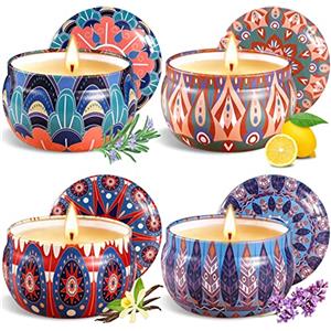 VIPNAJI 4Pcs Candele Profumate Regalo,Regalo Donna,Set Candele Profumate,Cera di Soia Naturale,per Anniversario Natale San Valentino Festa della Mamma Yoga, Decorazione