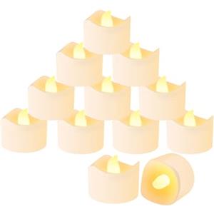 Radikor 12 pezzi Candele LED, Candele Elettriche Senza Fiamma, Candele Finte con una Calda Luce Gialla, Candele a Batteria per Picnic, Matrimoni, Feste, Natale, Pasqua