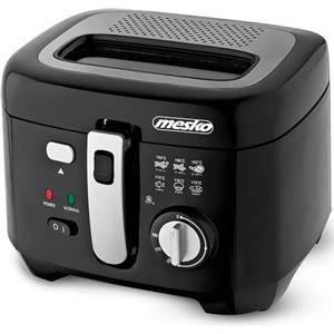 Mesko MS4908 Friggitrice ad Olio Elettrica, 2,5 Litri, Temperatura Regolabile, Secchio Antiaderente Rimovibile, Coperchio con Filtro Antiodore e Finestra, Facile da Pulire, 1800W, Nero