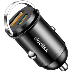 Davilis® Caricabatterie da Auto presa Accendisigari a Ricarica Rapida PD C 30W USB A QC 3.0 60W totali per Cellulare Smartphone Tablet Compatibile con iPhone, iPad, Samsung, Xiaomi, Huawei, LG