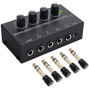 Neoteck HA400 Amplificatore Per Cuffie a 4 Canali Ultracompatto Amplificatore per Cuffie Stereo con 5 PZ Adattatore Audio Jack da 6.3mm a 3.5mm