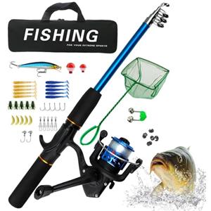 Generico Combo canna da pesca e mulinello,Combo da pesca - Kit completo combo bobina | Mulinelli da spinning, canna da pesca telescopica, borsa da pesca, portatile per acqua salata, acqua, viaggi