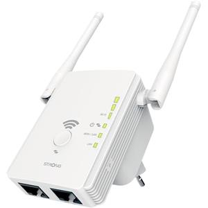 STRONG REPEATER300V2 Ripetitore Wifi Casa e Ufficio, Wireless Extender e Access Point, Velocità 300 Mbps, Porte LAN e Porta WLAN, 2 Antenne, Adatto per tutti i dispositivi Wi-Fi, Bianco