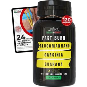 JEUKS Brucia Grassi Potenti Veloci con Glucomannano Forte Dimagrante - Integratore per Perdita Peso con Garcinia Cambogia e Guaranà Made in Italy, 120 Capsule - 2 Mesi