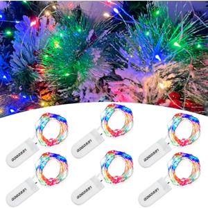 LEECOCO 6 pezzi 2 m 20 luci a LED con batteria, per Natale, decorazione di nozze (6 pezzi multicolore)