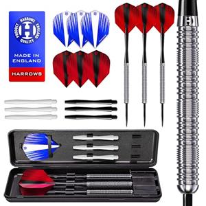 Harrows Caliber 90% Set di Freccette con Punta in Acciaio al tungsteno I da 21 g a 30 g I Enorme Pacchetto da 16 Pezzi con aste di Ricambio, Alette Prime e Custodia da Viaggio (30g)