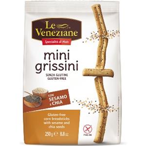 MOLINO DI FERRO Le Veneziane Mini Grissini Senza Glutine con Sesamo e Chia - Confezione da 250 g
