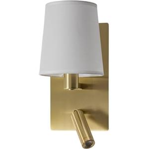 Lindby Applique da Parete con Luce Lettura, Camera Letto o Soggiorno Lampada Comodino in Tessuto Abat Jour Muro Stile Classico Per Leggere Ottone