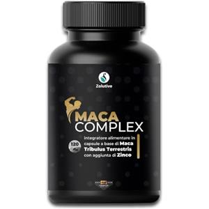 Zolutive Maca Peruviana Nera Forte e Tribulus Terrestris Alto Dosaggio con Arginina - 120 Capsule Complex Originale - Pillole per Resistenza Uomo