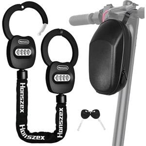 Honszex Antifurto Monopattino Elettrico, Lucchetto Bici, 31.8inch Serrature Antifurto per E Scooter, Bicicletta Elettriche, Lucchetti a Catena Con Borsa Impermeabile e Manuale di Istruzioni