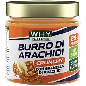 WHY NATURE BURRO DI ARACHIDI 100% NATURALE 350g - PACK DA 4 PEZZI (CRUNCHY - CROCCANTE) FORMATO RISPARMIO + Omaggio- NT INTEGRATORI