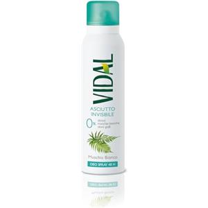 Vidal - Deodorante Spray Asciutto Invisibile, Senza Alcool, Effetto Asciutto fino a 48h, Fragranza Muschio Bianco, 150ml