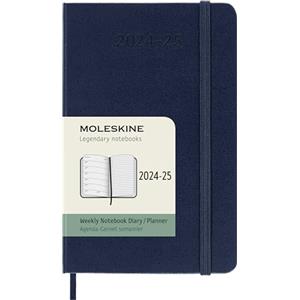 Moleskine Weekly Planner 2024-2025, Agenda Settimanale 18 Mesi 2025 Con Spazio Per Note, Con Copertina Rigida e Chiusura Elastica, Formato Pocket 9 x 14 cm, Colore Blu Zaffiro
