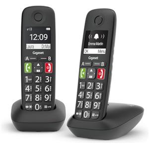 Gigaset E290 Duo - Telefoni Cordless - Due Portatili con Suonerie Forti - Numeri Grandi e Audio Potenziato - Vivavoce, Nero [Versione Italiana]