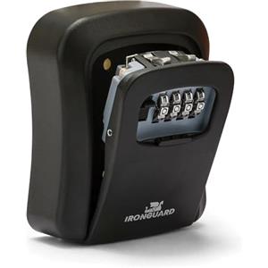 Velamp - Cassetta Chiavi con Codice 4 Cifre IRONGUARD IG008, Cassetta di Sicurezza per Chiavi Resistente alle Intemperie, Key Box Sicuro, Cassaforte Portachiavi da Parete Per Casa Garage B&B - Nero