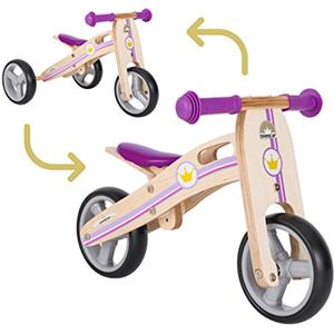 BIKESTAR Bicicletta Senza Pedali e Triciclo (2 in 1) in Legno per Bambino et Bambina da 18 Mesi | Bici Senza Pedali Bambini 7 Pollici | Lilla