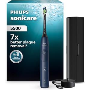 Philips Sonicare 5500, spazzolino elettrico sonico con 2 modalità, avviso di pressione, EasyStart, Smartimer e BrushPacer, blu navy, modello HX7113/01 [Nuova tecnologia]