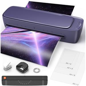 Ablemark Plastificatrice A3 con 30 Foglio di Laminazione, Caldo e Freddo Plastificatore per A3 A4 A5 A6, 9 in 1 Macchina Plastificatrice con Taglierina e Arrotondatore per Scuola, Ufficio, Casa