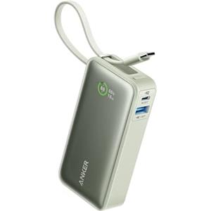 Anker Nano Powerbank, 10.000 mAh, con cavo USB-C integrato, PD 30 W, potenza massima con 1 USB C, 1 USB-A, compatibile con iPhone 15/14 serie, MacBook, Galaxy, iPad, AirPods e molto altro(Verde)