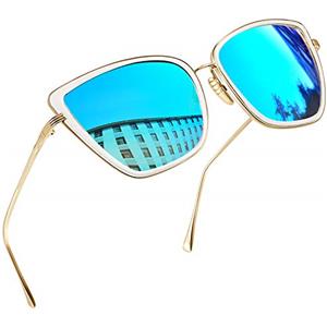 Joopin Occhiali da Sole da Donna Grandi Quadrati Occhi di Gatto Eleganti Vintage Occhiali UV400 Protezione Sunglasses (Specchio Blu)