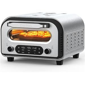 ZACHVO Forno per pizza elettrico - fino a 450℃, 5 tipi di pizza preimpostati, touchscreen e manopole rotanti, timer da 1 a 60 minuti, corpo in acciaio inossidabile, per pizza da 32 cm