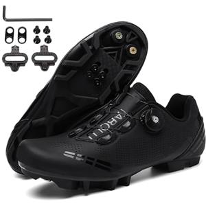 Hixingo Scarpe MTB Uomo Donna Bianco Scarpe Mountain Bike Compatibili con Pedali SPD, Unisex Scarpe Ciclismo All'aperto per Bici,41 EU