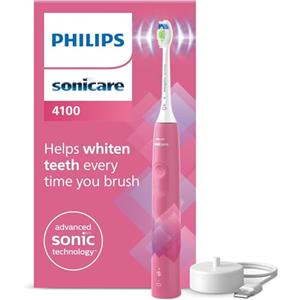 Philips Sonicare 4100 Electric Toothbrush, spazzolino sonico con due modalità, sensore di pressione e timer, Paradise Pink Prismatic, modello HX3689/41, Sonicare 4100, Pink