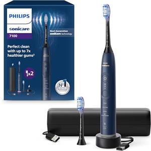 Philips Sonicare 7100, spazzolino elettrico sonico con app, 4 modalità di spazzolamento, 3 livelli di intensità, EasyStart, SmarTimer, blu navy, modello HX7423/01 [Nuova tecnologia]