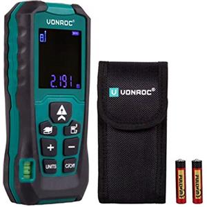 VONROC Misuratore distanza laser | Distanziometro Laser 40 metri Misura Lunghezza, volume, area, altezza indiretta Pitagora e distanza