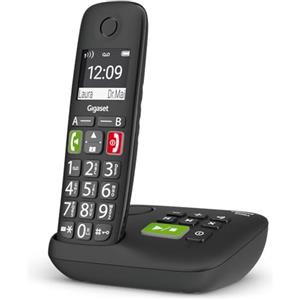 Gigaset E290A Telefono Portatile con Suonerie Forti, Numeri Grandi e Audio Potenziato, con Segreteria, Vivavoce con Volume Regolabile, Nero, Versione Italiana