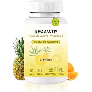 LY ELYOT LAB ELYOT LAB BROMACTIV, Bromelina Plus Forte Drenante 2500GDU Ananas, Papaya Fermentata, Integratore per Intestino, Quercetina Zenzero Diuretico Gonfiore Addominale Enzimi Digestivi 120 Caps. Uomo Donna
