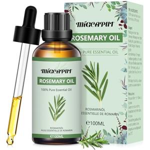 MIGCAPUT Olio Essenziale di Rosmarino 100ML, Olio di Rosmarino di Grado Terapeutico Naturale Puro al 100%, Oli Essenziali di Aromaterapia per Diffusori, Umidificatore, Massaggi, Relax, Lenire l'umore