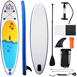 HOMCOM Tavola SUP Gonfiabile Stand Up Paddle con Pagaia Regolabile, Tavola da Surf con Accessori Inclusi, Blu 305x76x10cm