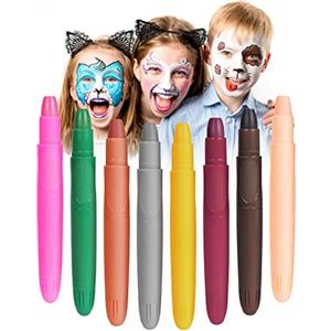 URAQT Truccabimbi, 8 Body Painting Colori, Face Painting Bambini Pittura Corpo Sicuro e Non Tossico, Halloween Matite Trucco per Carnevale, Pasqua, Cosplay, Make Up, Pancia Gravidanza(#B)