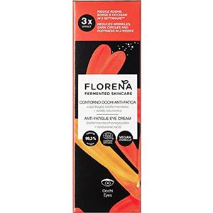 Florena Fermented Skincare Contorno Occhi Anti-Fatica, Crema contorno occhi con caprifoglio biofermentato e acido ialuronico, Contorno occhi occhiaie vegan, 15 ml