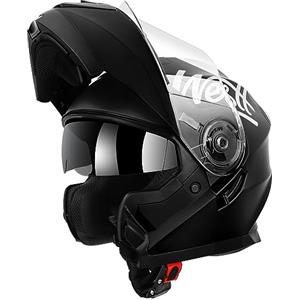 Westt Casco Moto Modulare - ECE 22.06 Casco Integrale Moto, Apribili Casco Modulare, Doppia Visiera Casco Integrale Vintage per Uomo Donna Scooter Adulto, XL (60-61 cm)，Nero opaco