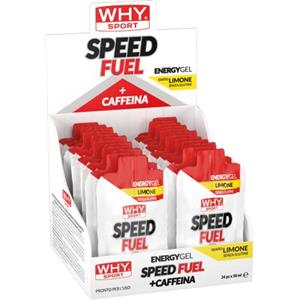 WHY SPORT SPEED FUEL - Energy Gel a Base di Carboidrati, Caffeina e Ginkgo Biloba - Gusto Limone - Box da 24 Pezzi - 50 ml