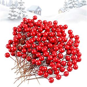 OMIGA 300 Pezzi Bacche Artificiali Natale Mini Bacche Rosse Agrifoglio Usato per Decorazione Albero di Natale Ghirlande Nozze Ciondolo Fai da Te Artigianato Decorazioni