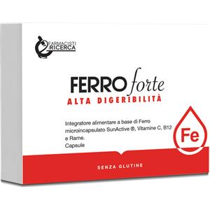 Farmacisti per la Ricerca Ferro Forte - Integratore Alimentare con Ferro Microincapsulato, Vitamina C, B12 e Rame - Alta Digeribilità - 30 Capsule
